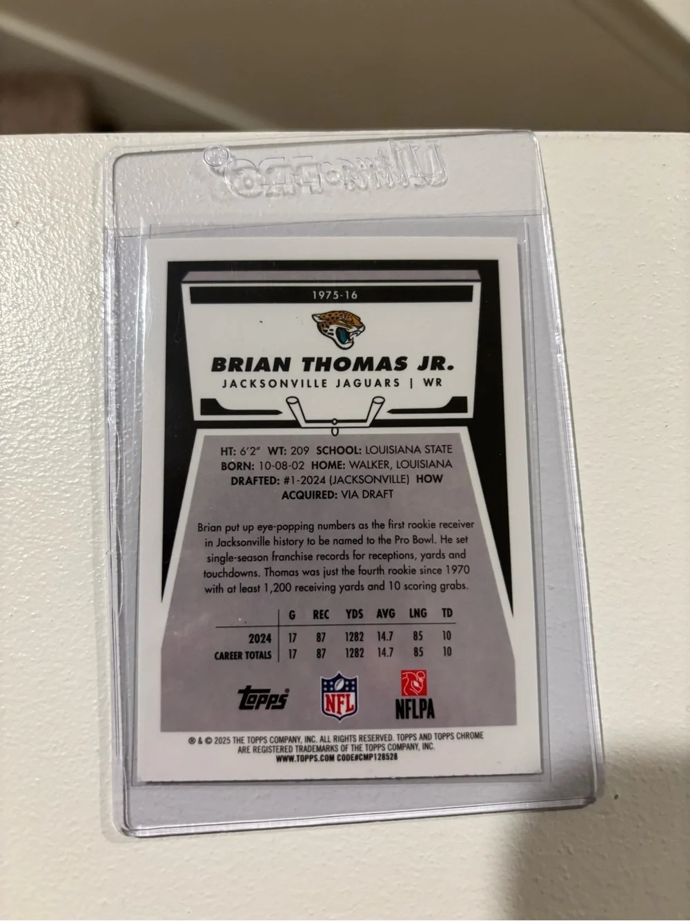 Brian Thomas Jr. Retro 1975 Topps Chrome Yellow Refractor /275 NFL - Picture 2 of 2